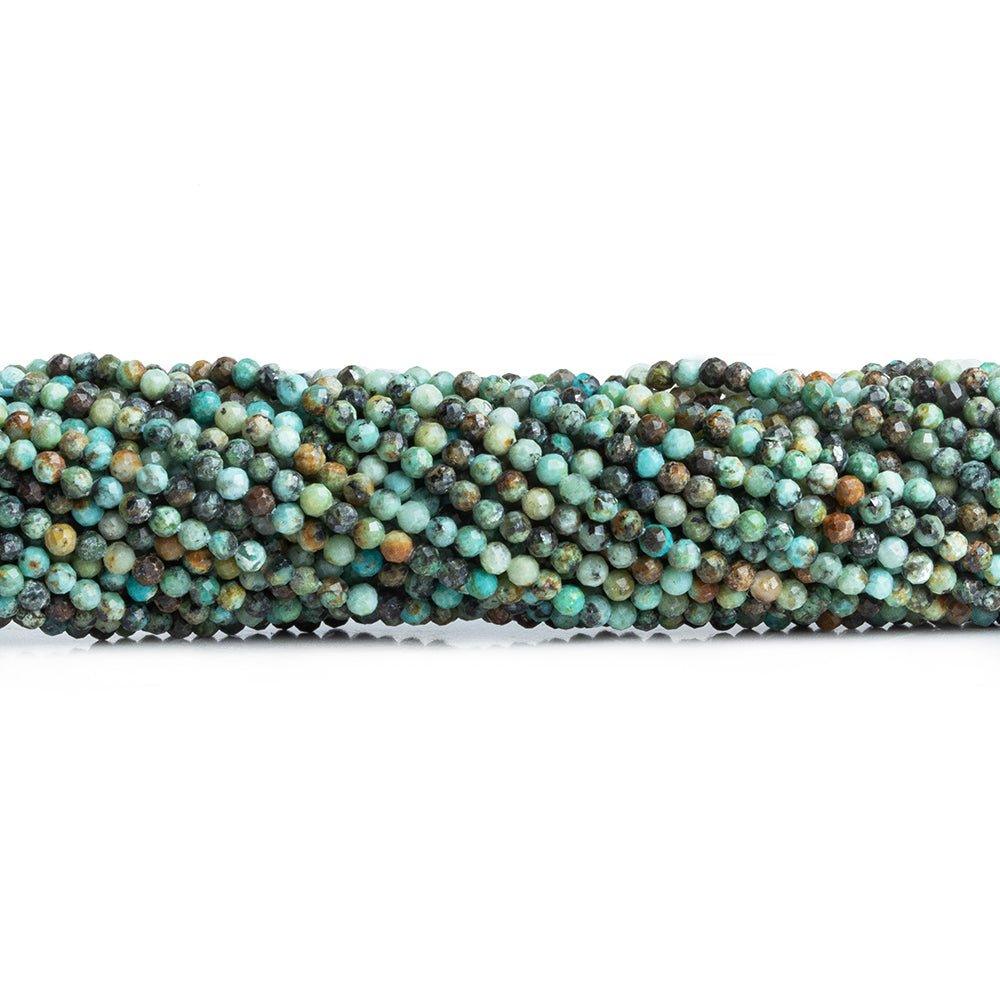 2mm African Turquoise Microfaceted Round Beads 12 inch 140 pieces - The Bead Traders