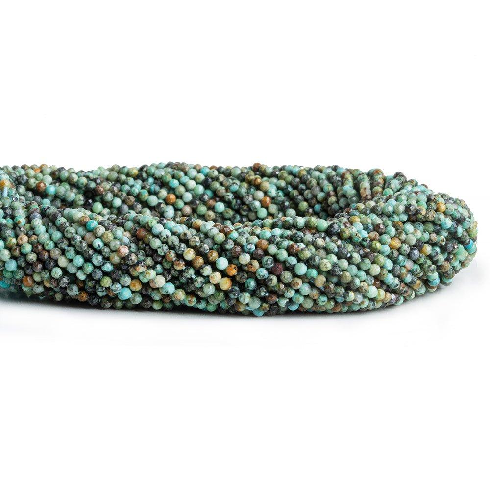 2mm African Turquoise Microfaceted Round Beads 12 inch 140 pieces - The Bead Traders