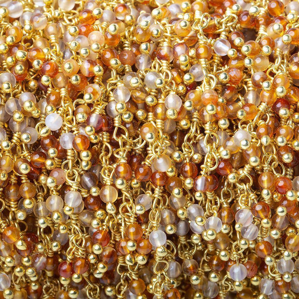 2mm Amber Chalcedony Gold plated Dangling Chain by the foot - The Bead Traders