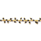 2mm Black Chalcedony Gold plated Dangling Chain by the foot - The Bead Traders