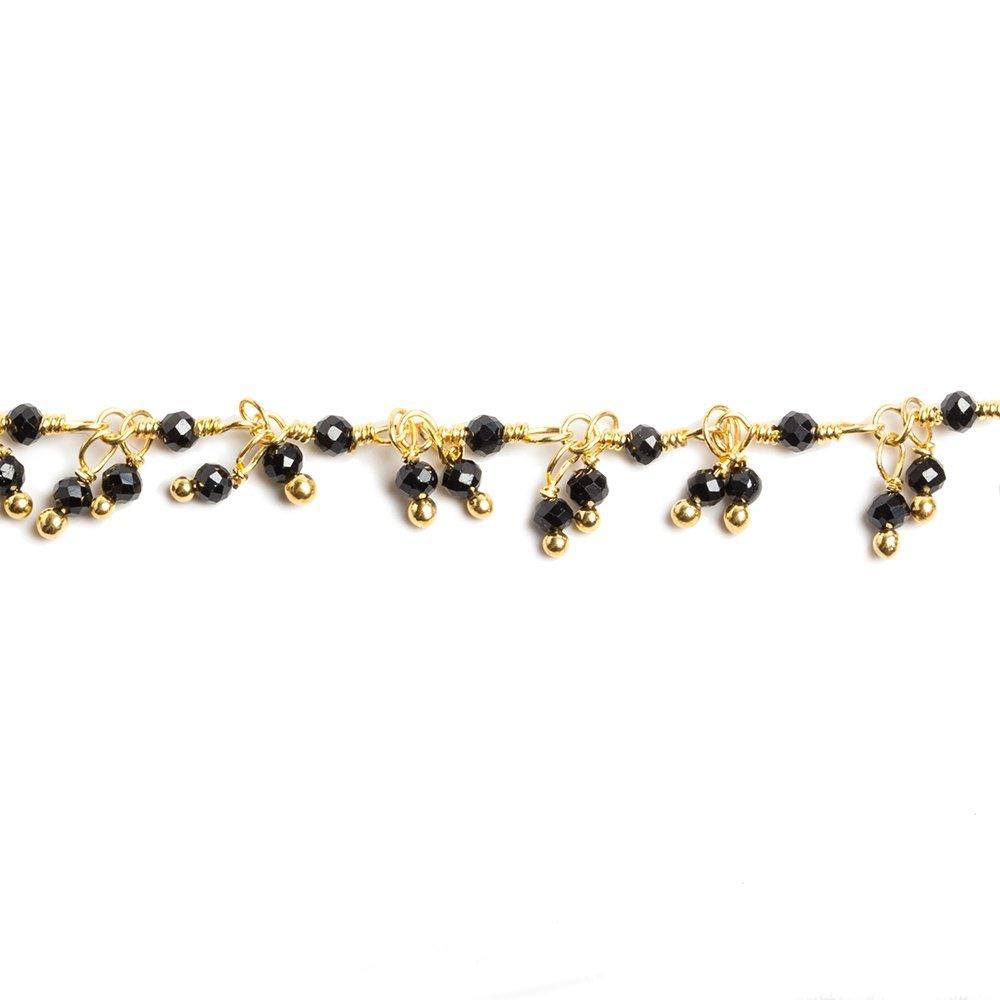2mm Black Spinel micro faceted round Gold Dangling Chain by the foot 110 pcs - The Bead Traders