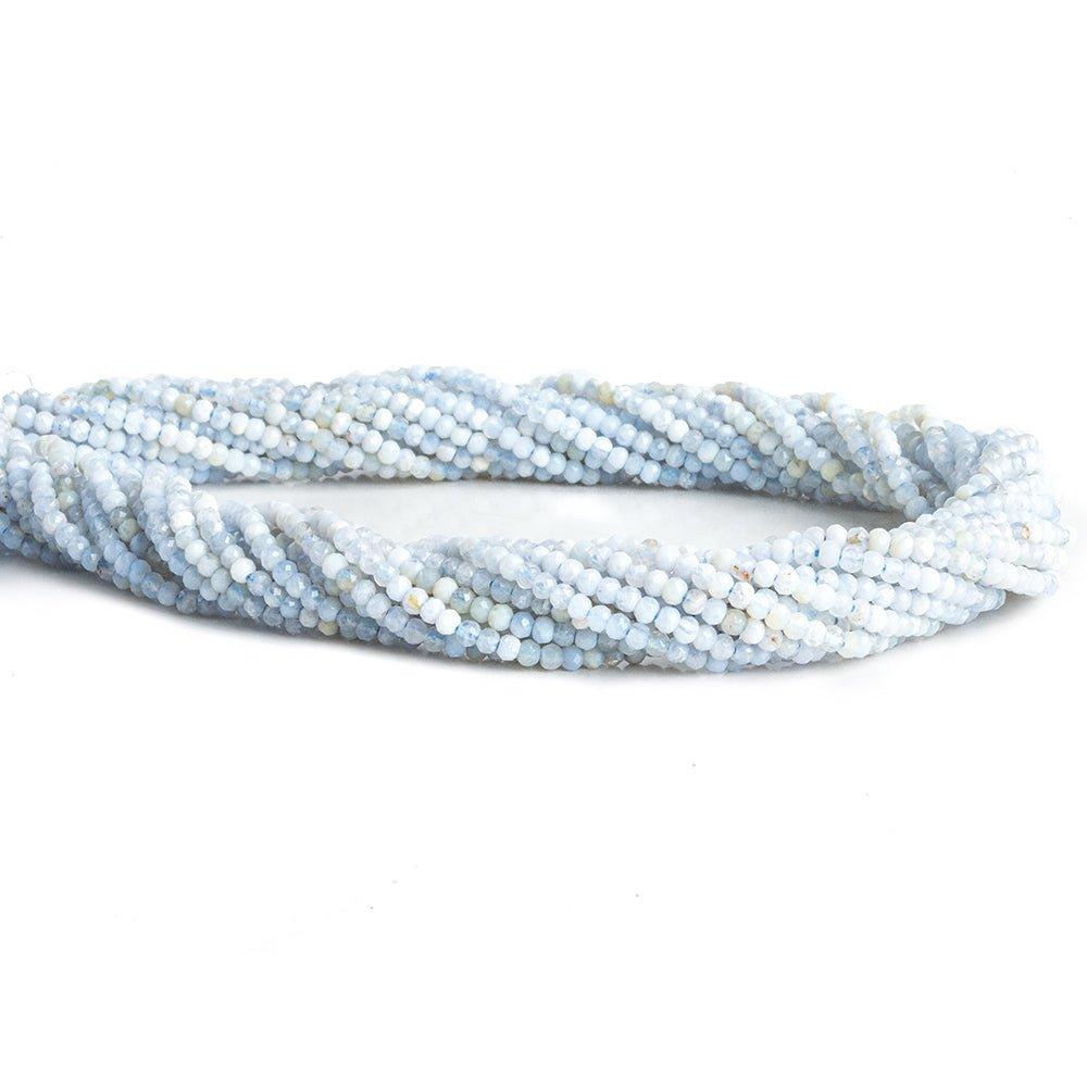 2mm Blue Chalcedony Micro Faceted Rondelle Beads 12 inch 190 pieces - The Bead Traders