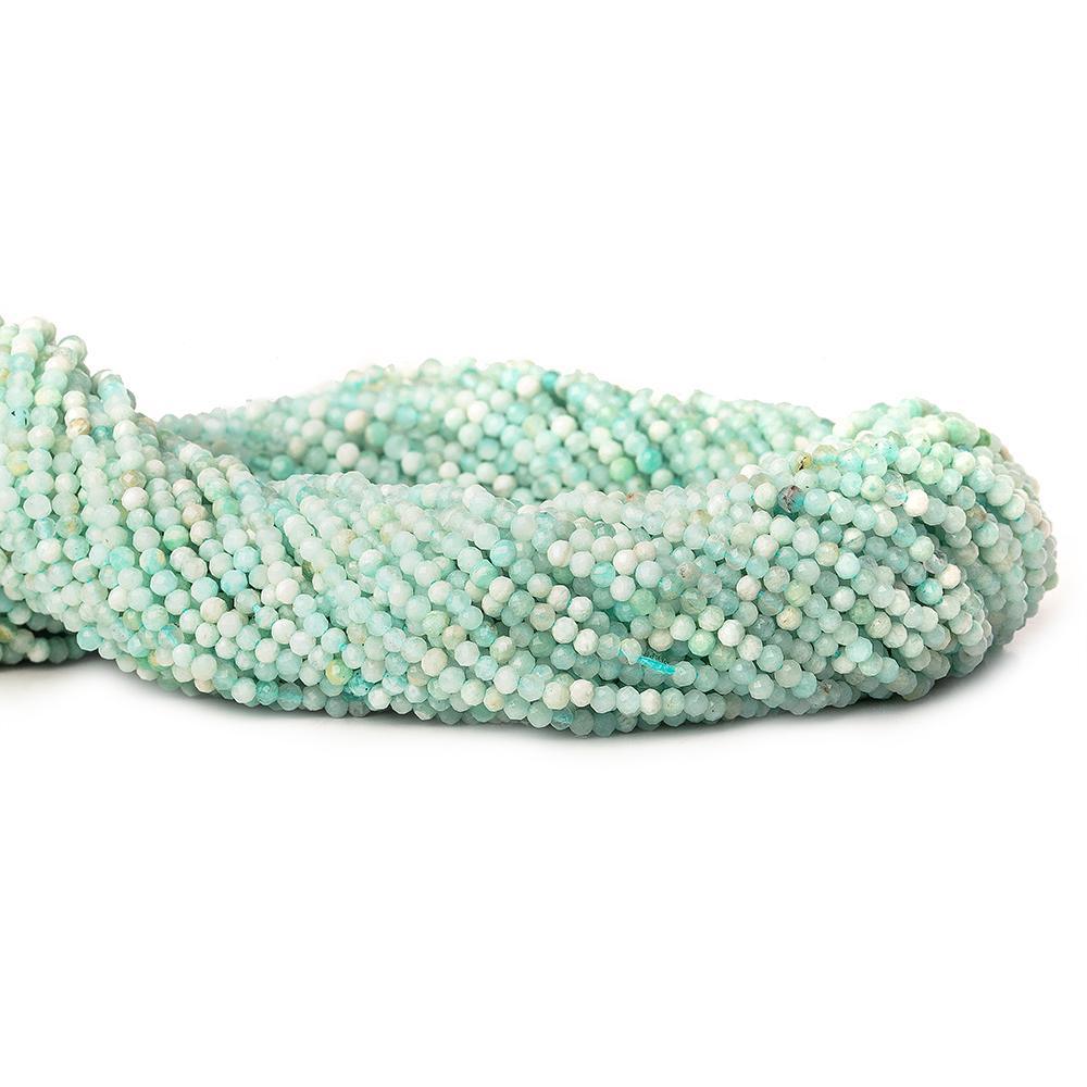 2mm Blue Peruvian Opal microfaceted rounds 13 inch 180 beads - The Bead Traders