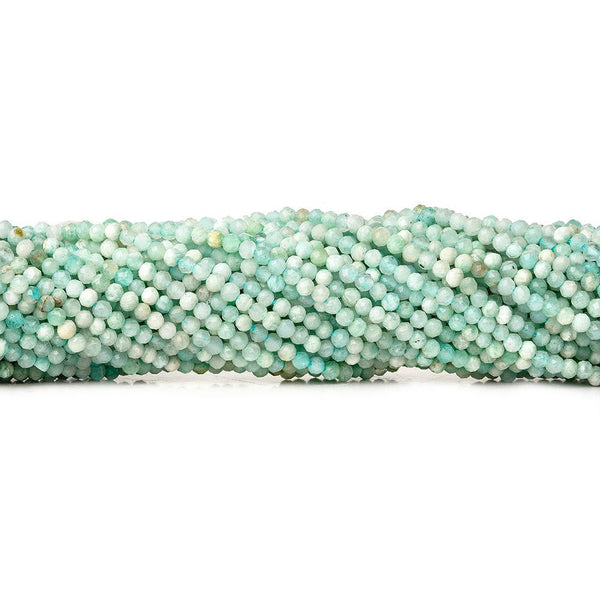 2mm Blue Peruvian Opal microfaceted rounds 13 inch 180 beads
