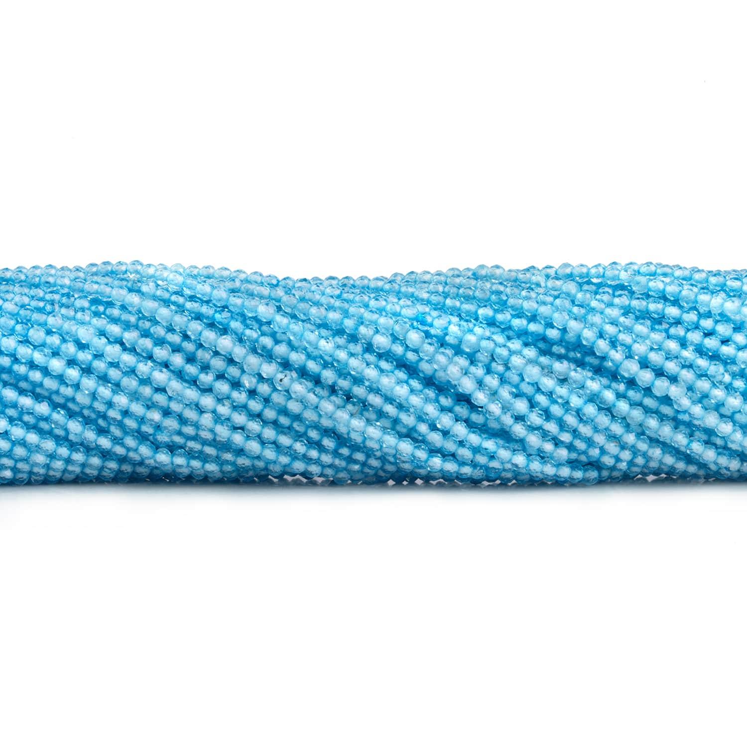 2mm Blue Topaz Microfaceted Rounds 12 inch 170 beads - The Bead Traders