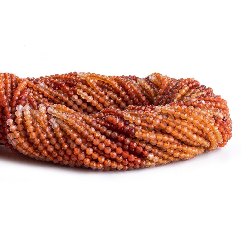 2mm Carnelian Faceted Round Beads 12 inch 140 pieces - The Bead Traders