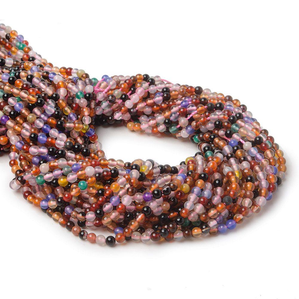 2mm Carnival Multi-Gemstone Plain Round Beads, 15 inch - The Bead Traders