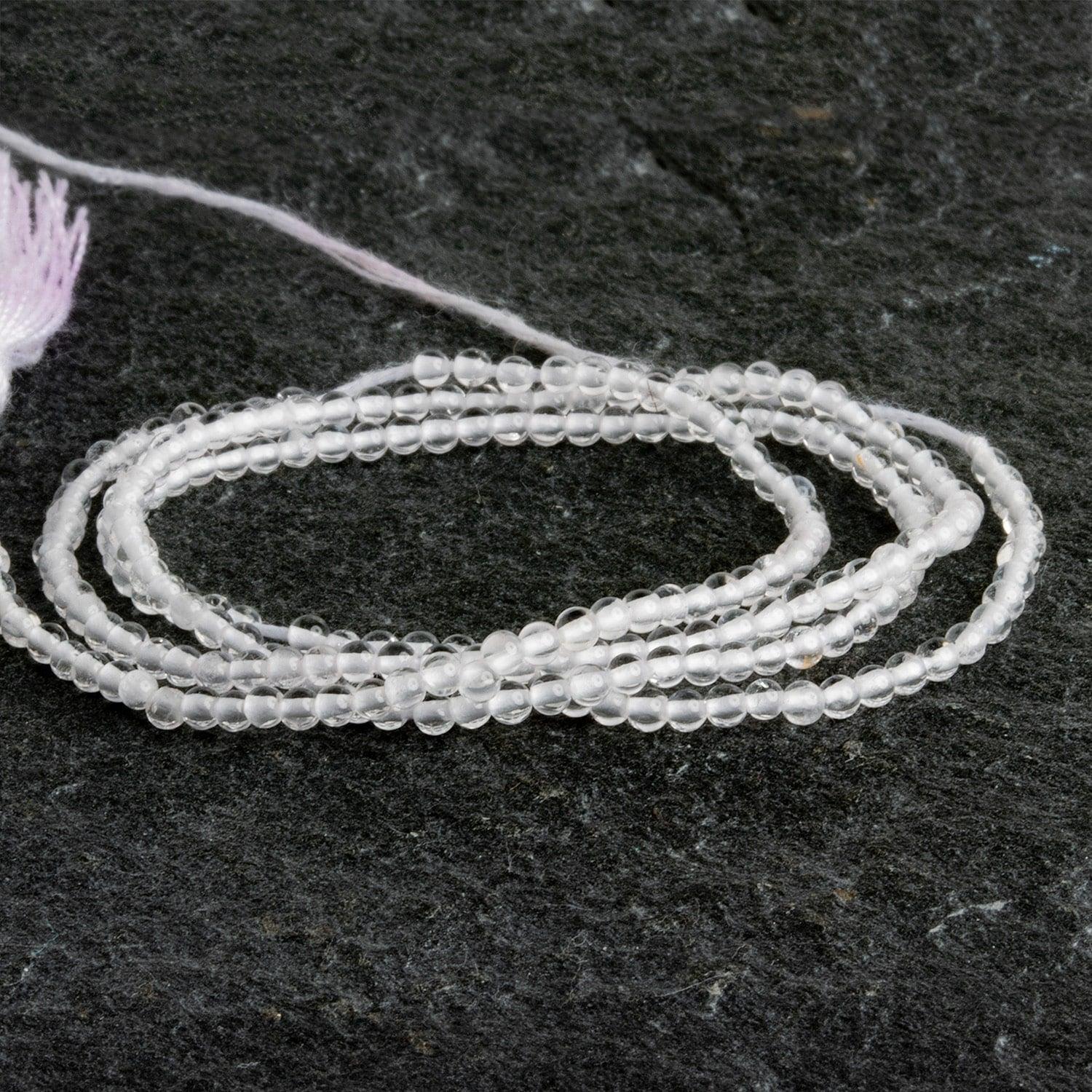2mm Crystal Quartz plain round beads 15 inch - The Bead Traders