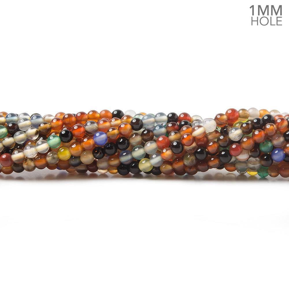 2mm Fiesta Multi-Gemstone Plain Round Beads, 15 inch - The Bead Traders