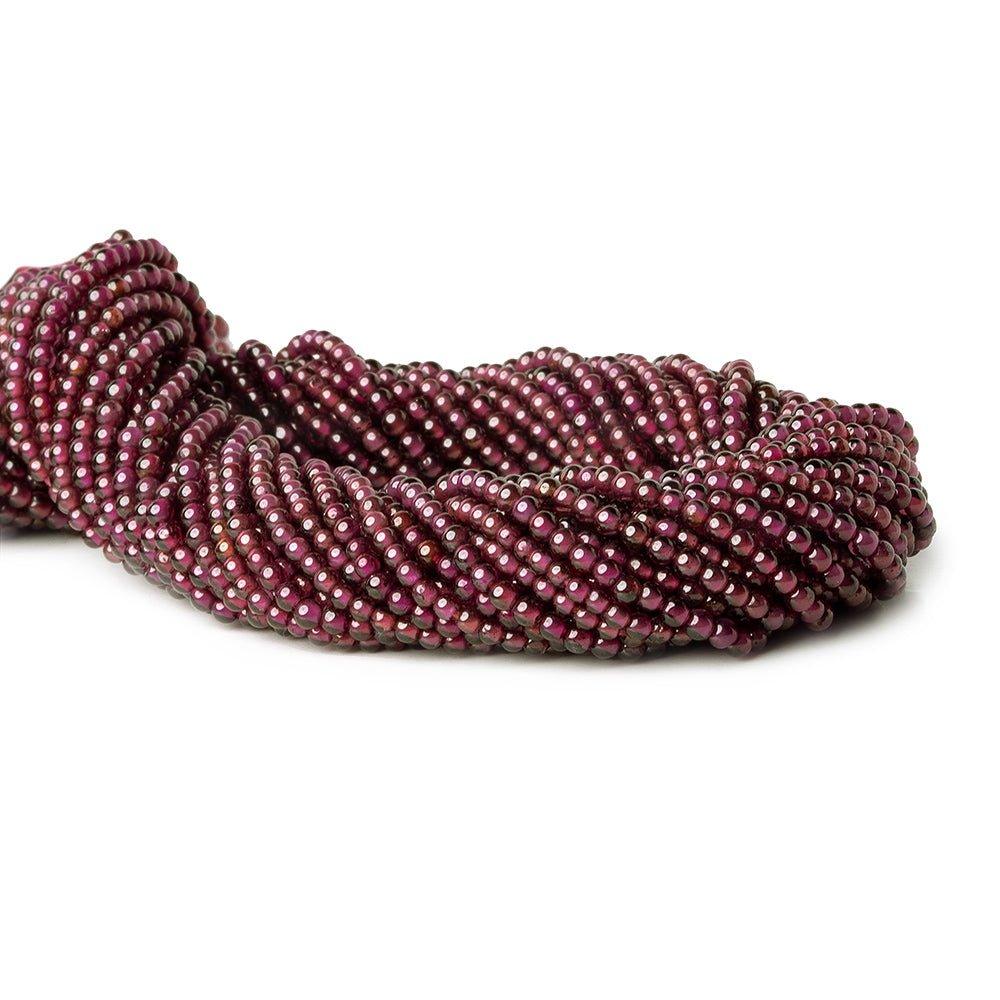 2mm Garnet Plain Round Beads, 14 inch - The Bead Traders