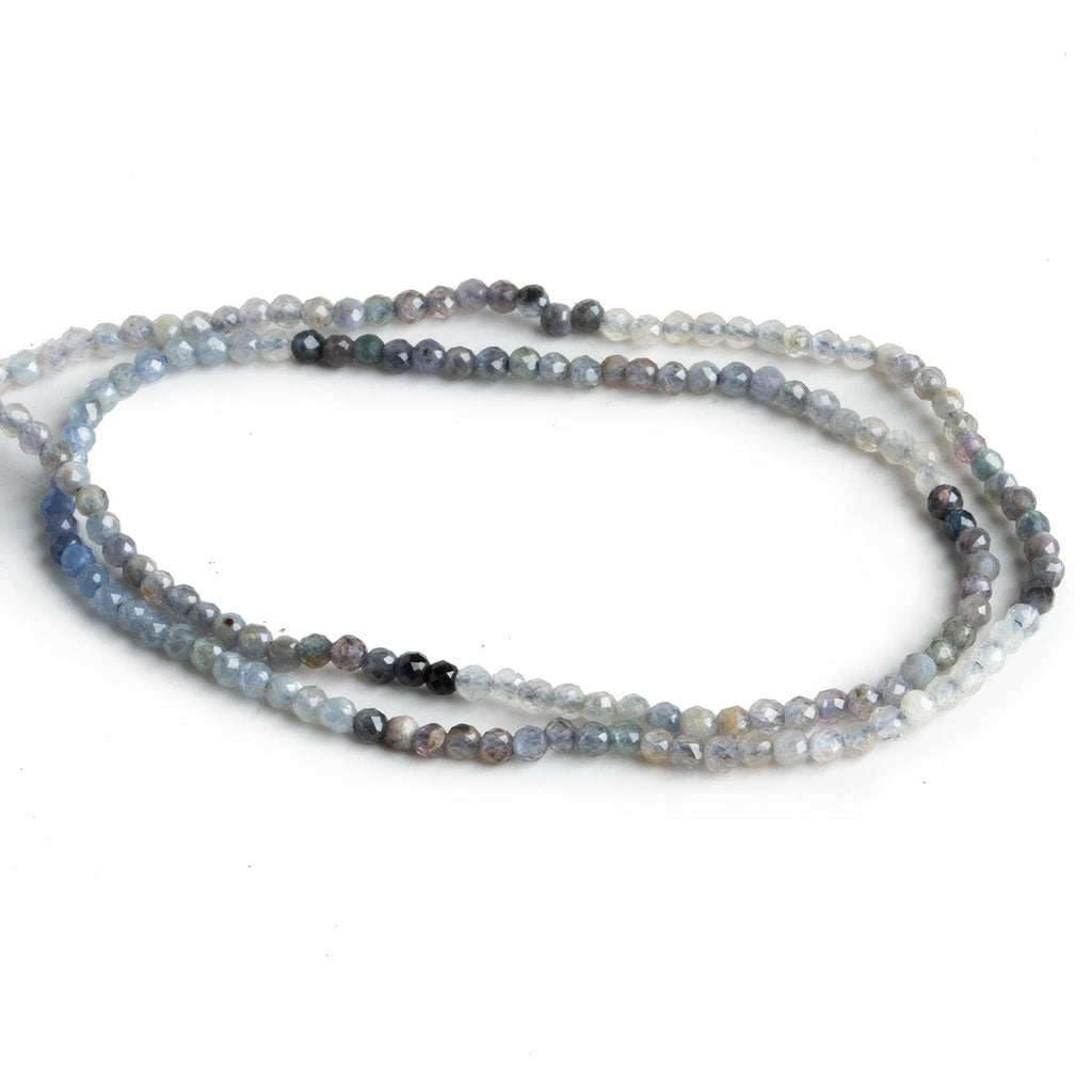 2mm Grey Blue Spinel Microfaceted Rounds 12 inch 150 beads - The Bead Traders