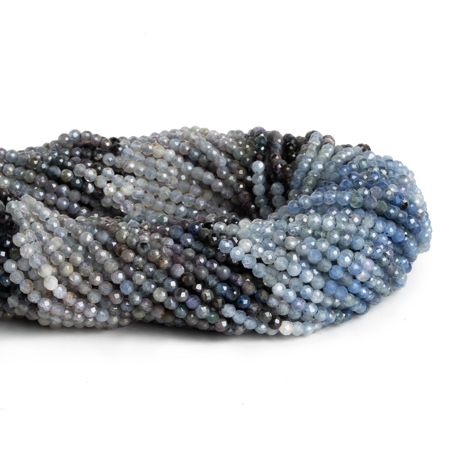 2mm Grey Blue Spinel Microfaceted Rounds 12 inch 150 beads - The Bead Traders