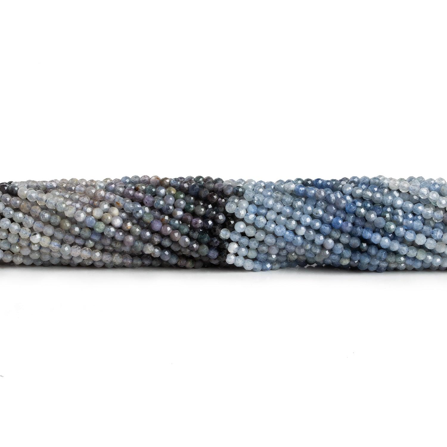 2mm Grey Blue Spinel Microfaceted Rounds 12 inch 150 beads - The Bead Traders