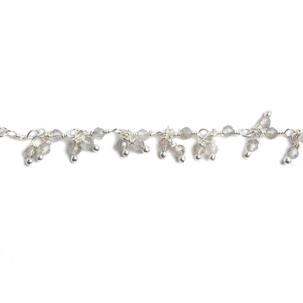 2mm Labradorite micro faceted round Silver Dangling Chain by the foot 110 pcs - The Bead Traders