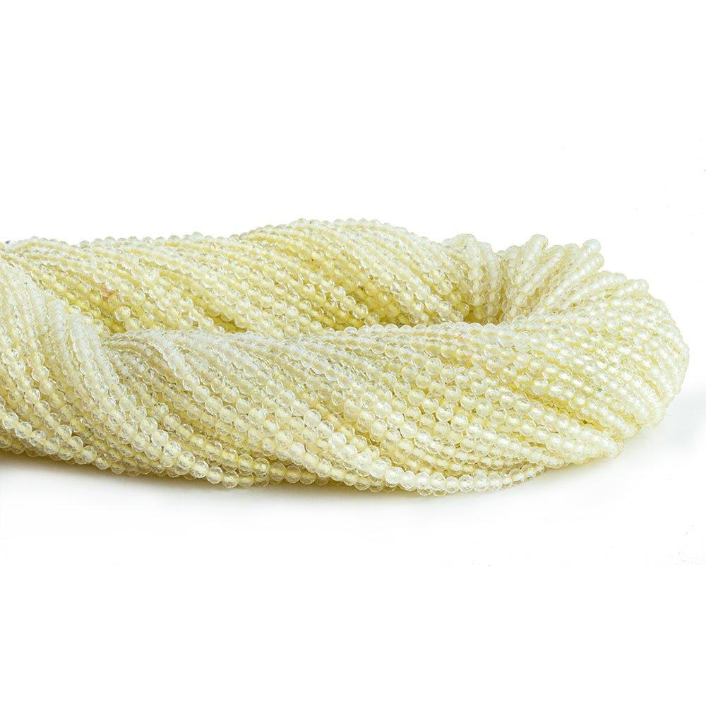2mm Lemon Quartz Microfaceted Round Beads 12 inch 140 pieces - The Bead Traders