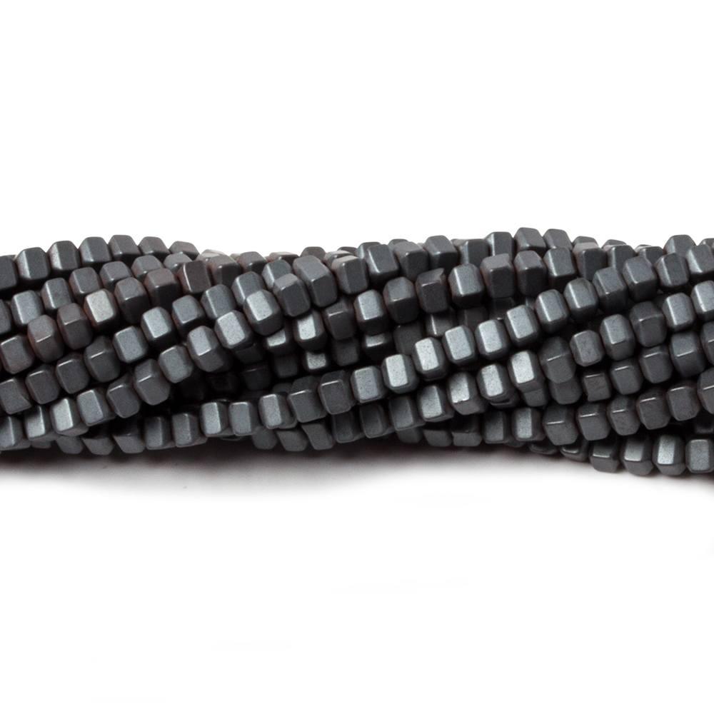 2mm Matte Hematite rounded corner cube Beads 15.5 inch 185 pieces - The Bead Traders