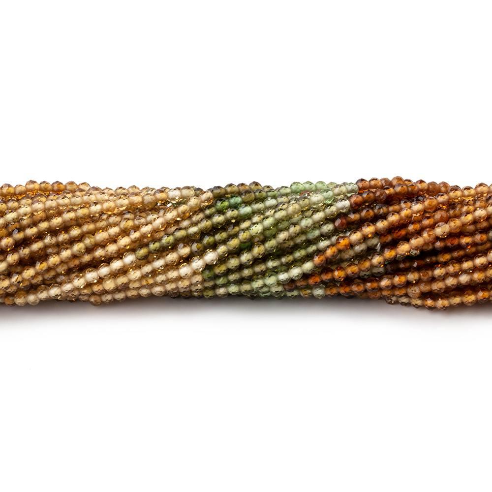2mm Multi Color Tourmaline Micro Faceted Round Beads 12 inch 169 pieces - The Bead Traders