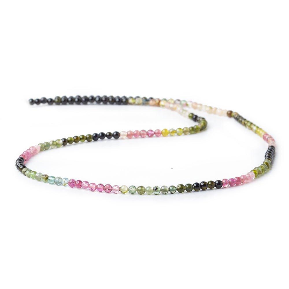 2mm Multi Color Tourmaline Plain Round Beads, 15 inch - The Bead Traders