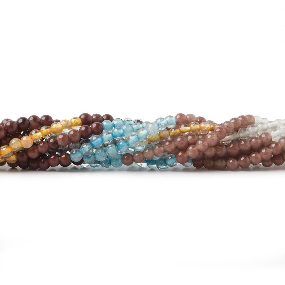 2mm Multi-Gemstone Beads Plain Round Beads - The Bead Traders