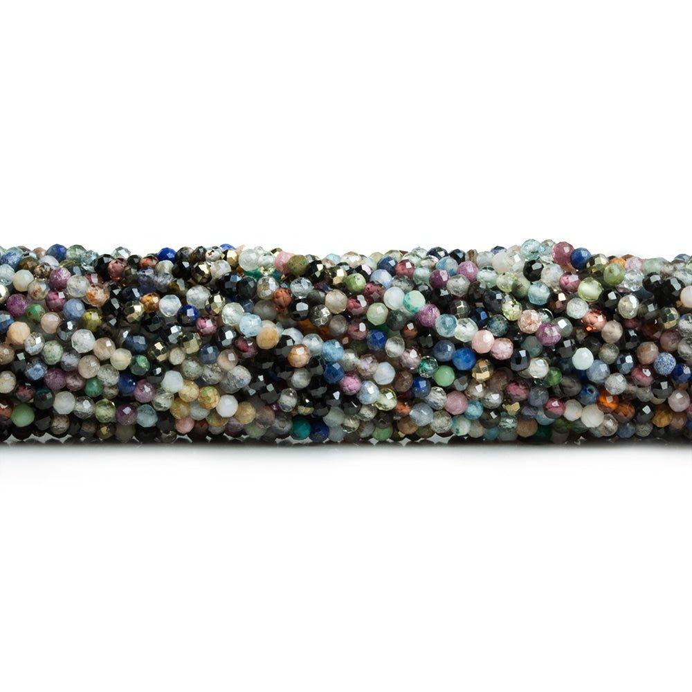 2mm Multi Gemstone Microfaceted Round Beads 12 inch 160 pieces - The Bead Traders