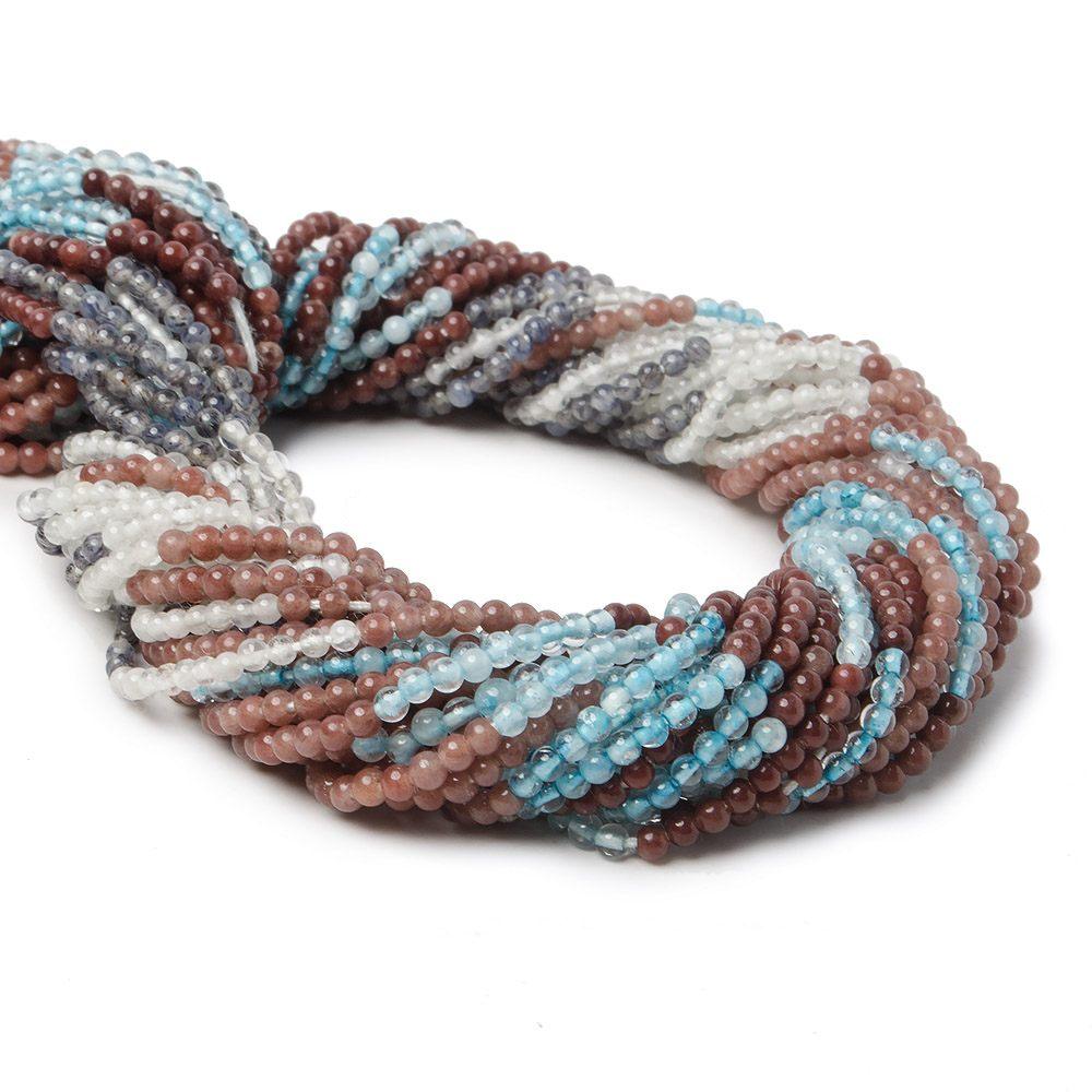 2mm Multi-Gemstone Plain Round Beads, 15 inch - The Bead Traders