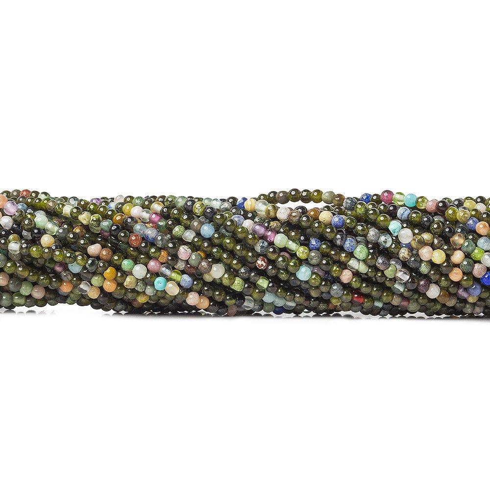 2mm Multi Gemstone plain round beads 16 inch 220 pieces - The Bead Traders