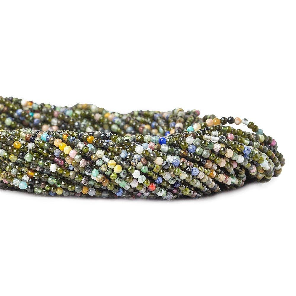 2mm Multi Gemstone plain round beads 16 inch 220 pieces - The Bead Traders