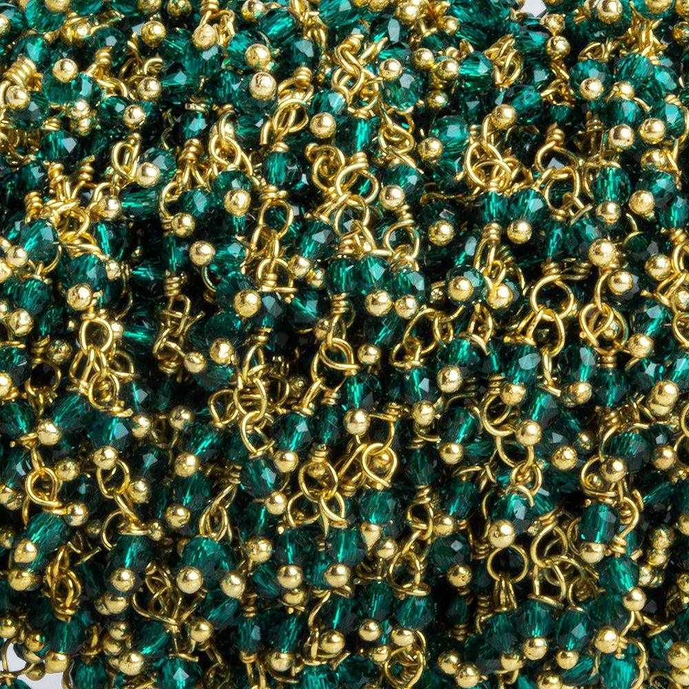 2mm Mystic Blue Green Quartz Faceted Round Gold Dangle Chain - The Bead Traders