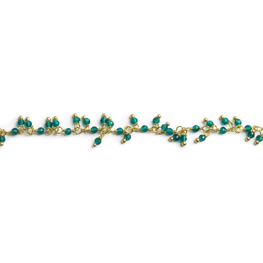 2mm Mystic Blue Green Quartz Faceted Round Gold Dangle Chain - The Bead Traders