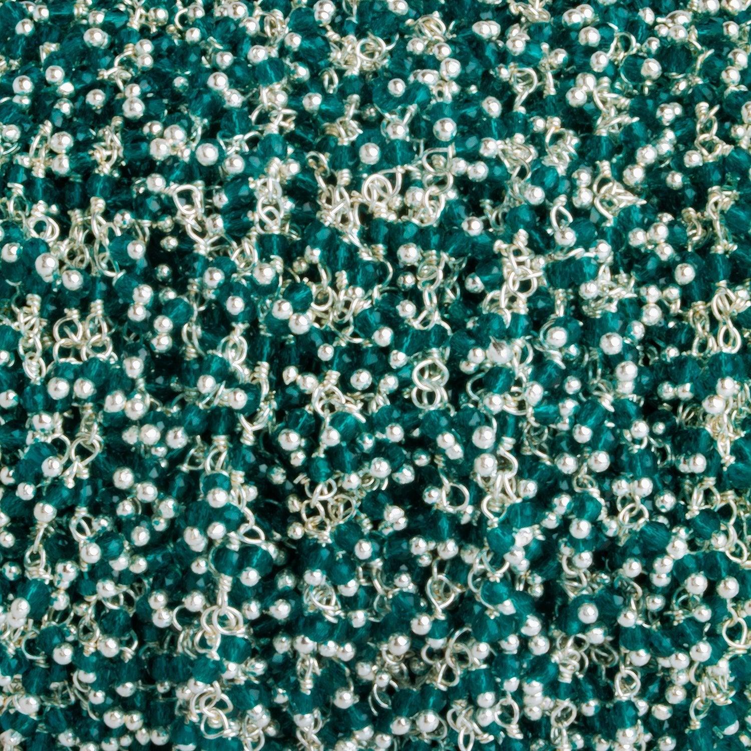 2mm Mystic Blue Quartz Round Silver Dangle Chain 130 beads - The Bead Traders