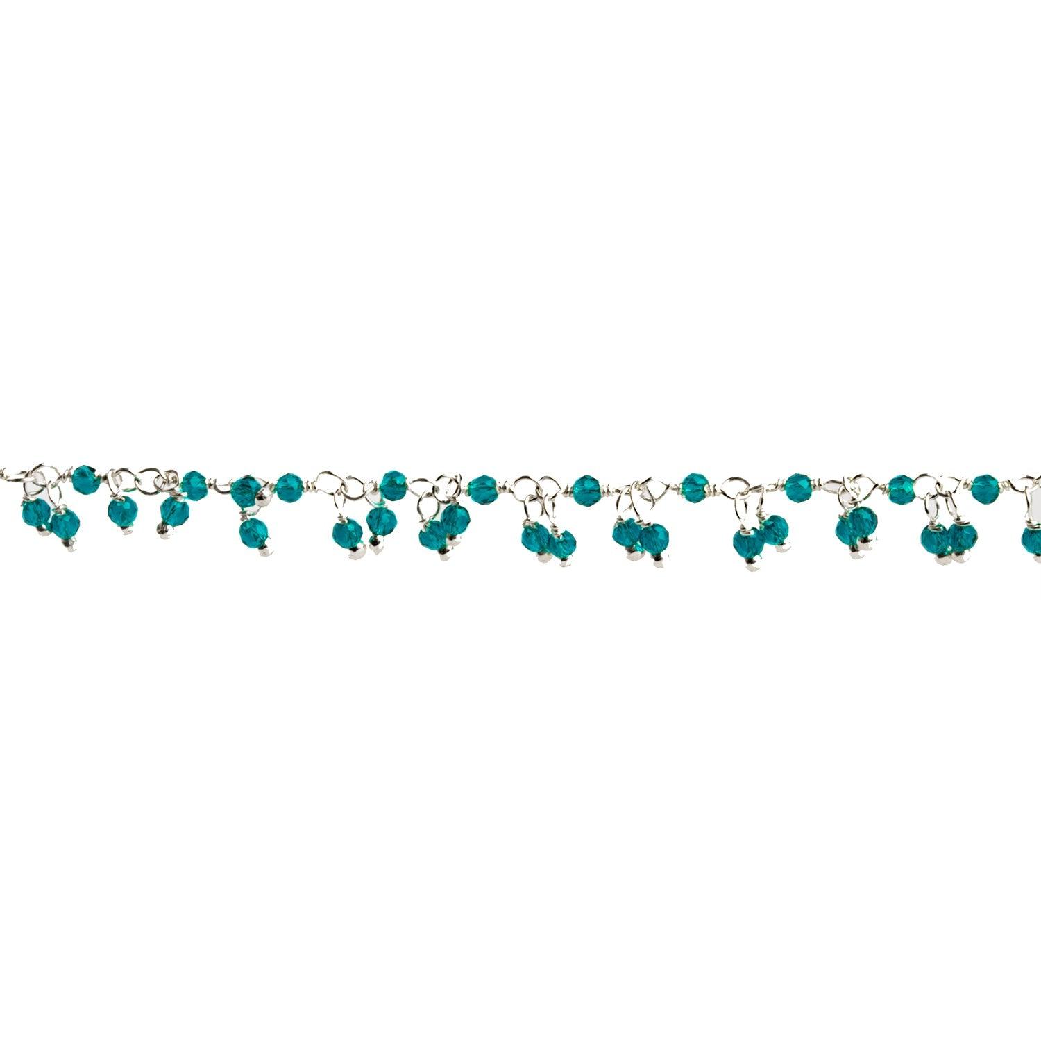 2mm Mystic Blue Quartz Round Silver Dangle Chain 130 beads - The Bead Traders