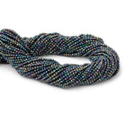 2mm Mystic Green Peacock Black Spinel microfaceted rounds 175 beads - The Bead Traders