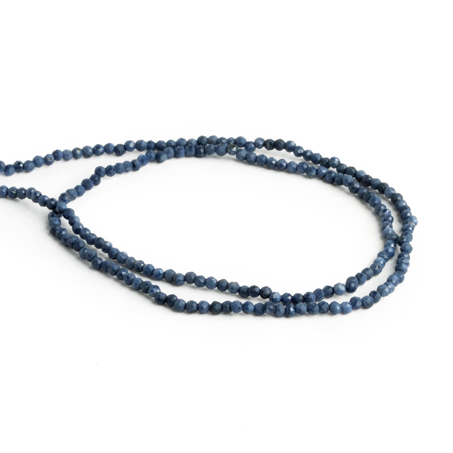 2mm Natural Blue Sapphire Microfaceted Rounds 12 inch 165 beads - The Bead Traders