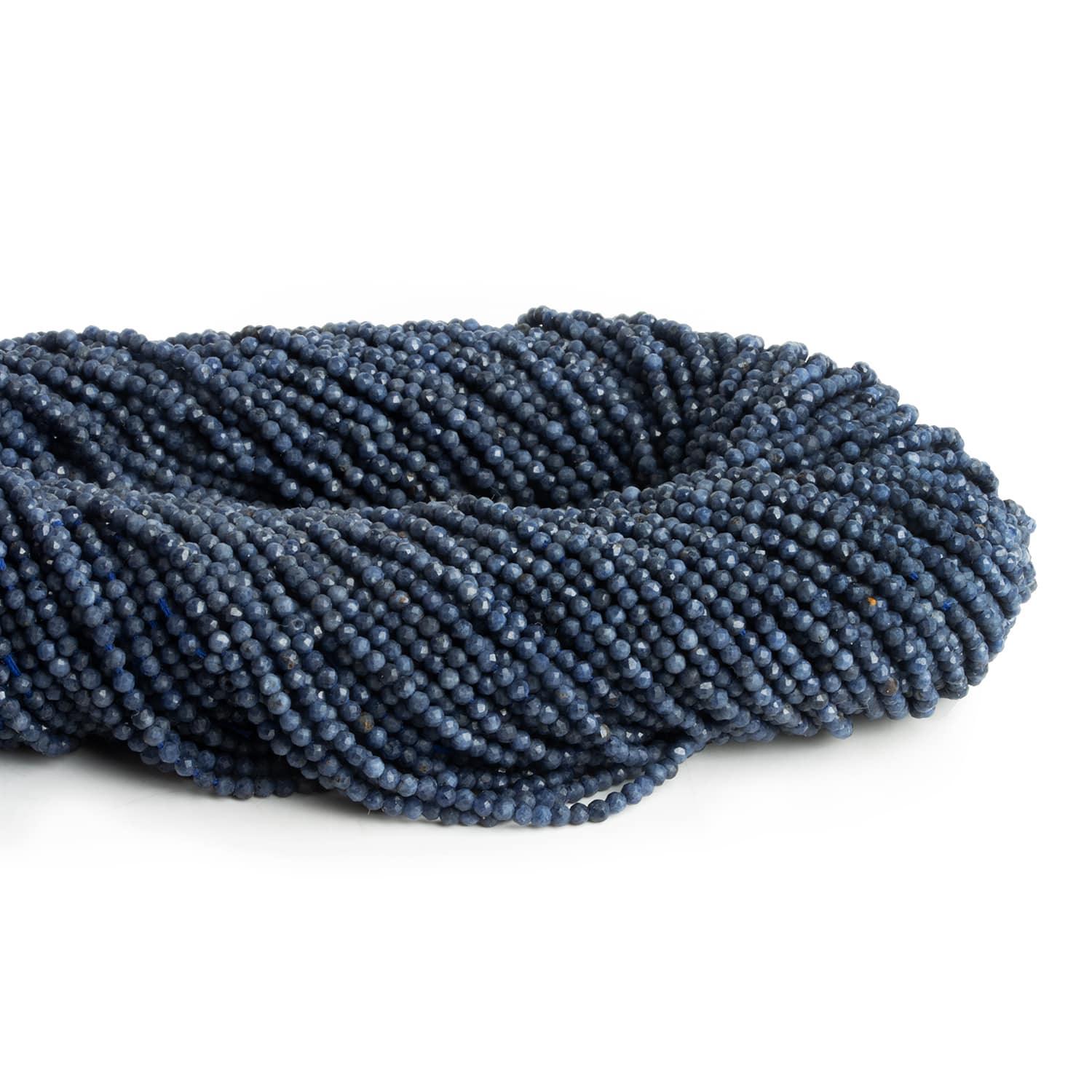 2mm Natural Blue Sapphire Microfaceted Rounds 12 inch 165 beads - The Bead Traders