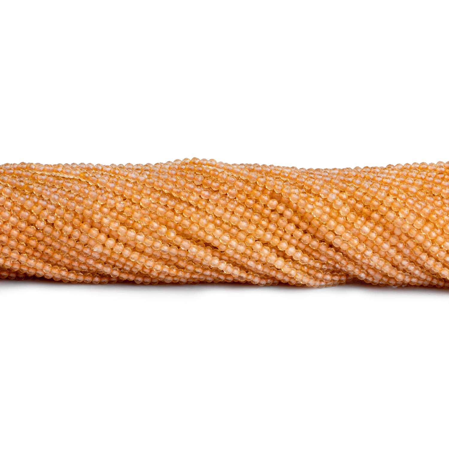2mm Natural Citrine Microfaceted Rounds 12 inch 140 beads - The Bead Traders