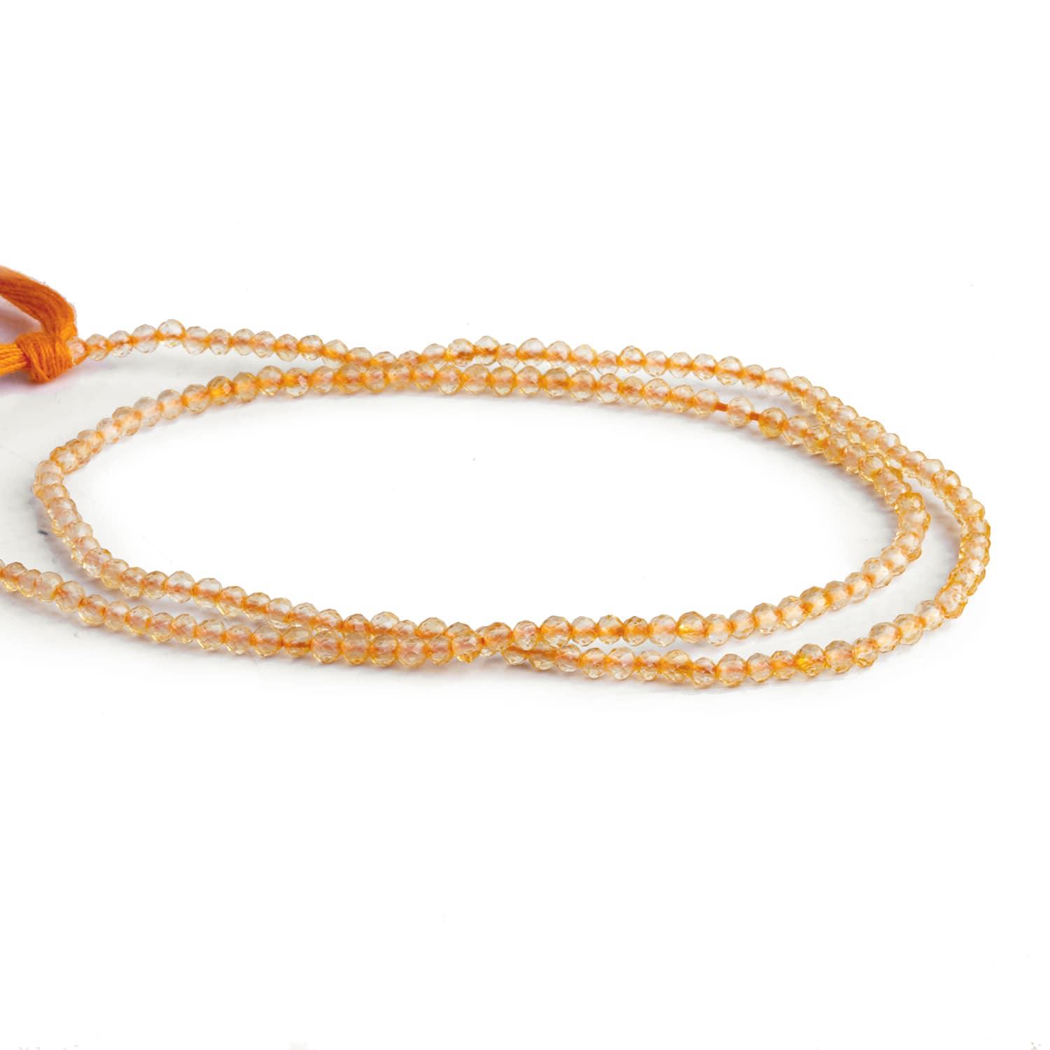 2mm Natural Citrine Microfaceted Rounds 12 inch 140 beads - The Bead Traders