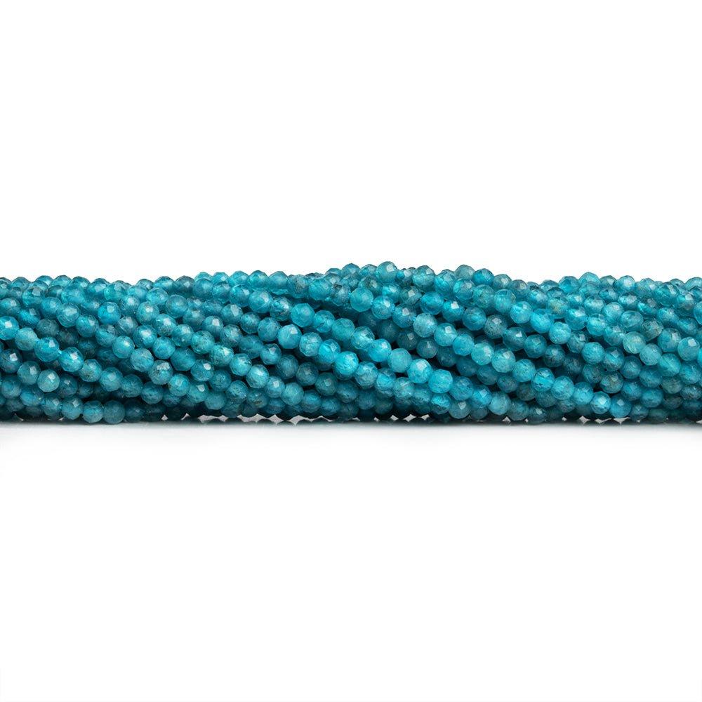 2mm Neon Apatite Microfaceted Round Beads 12 inch 175 pieces - The Bead Traders