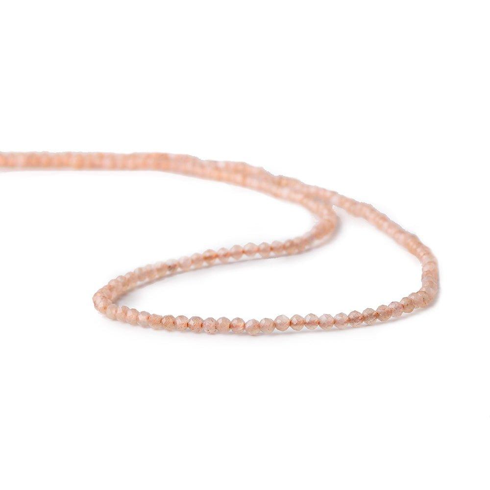 2mm Orange Moonstone microfaceted round beads 13 inch 175 pieces - The Bead Traders