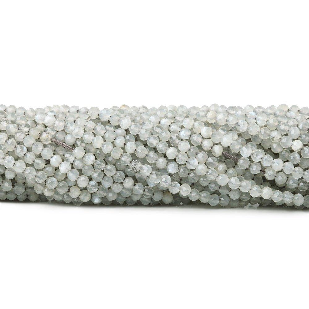 2mm Pale Grey Moonstone microfaceted round beads 13 inch 175 pieces - The Bead Traders