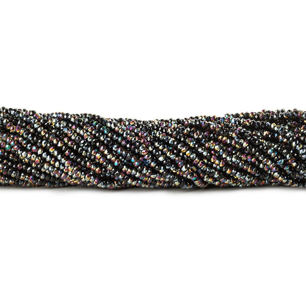 2mm Peacock Black Mystic Quartz micro faceted rondelles 13 inches 215 beads - The Bead Traders