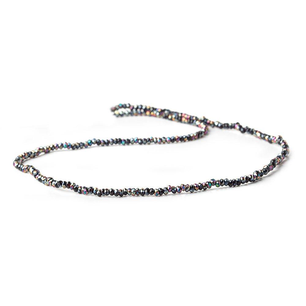 2mm Peacock Black Mystic Quartz micro faceted rondelles 13 inches 215 beads - The Bead Traders