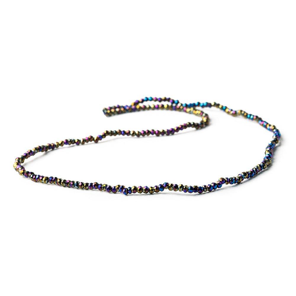 2mm Peacock Blue Mystic Quartz micro faceted rondelles 13 inches 215 beads - The Bead Traders