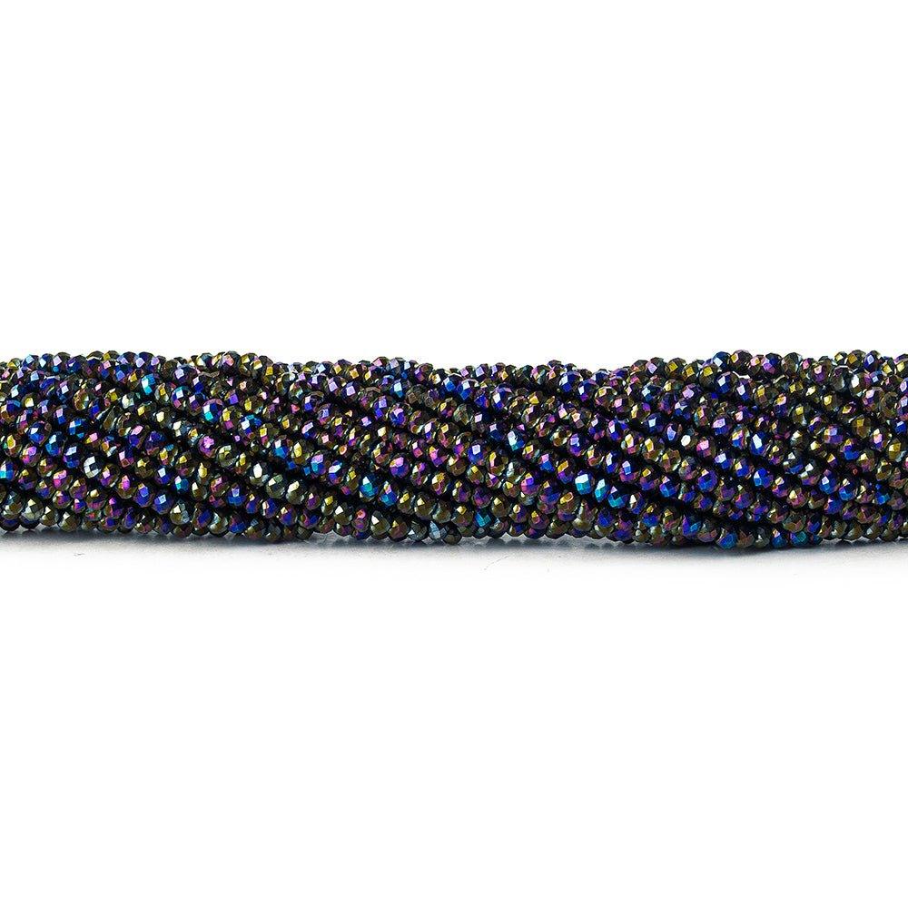 2mm Peacock Blue Mystic Quartz micro faceted rondelles 13 inches 215 beads - The Bead Traders