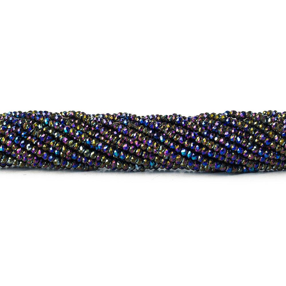2mm Peacock Blue Mystic Quartz micro faceted rondelles 13 inches 215 beads - The Bead Traders