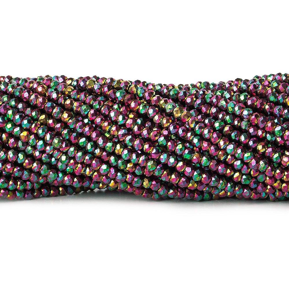 2mm Peacock Pink Mystic Quartz micro faceted rondelles 13 inches 215 beads - The Bead Traders