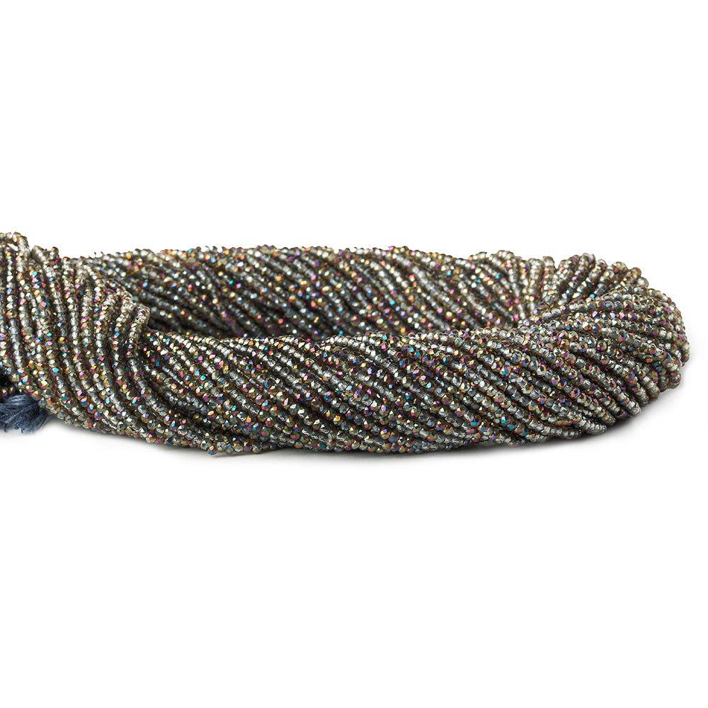 2mm Peacock Platinum Mystic Quartz micro faceted rondelles 13 inches 215 beads - The Bead Traders