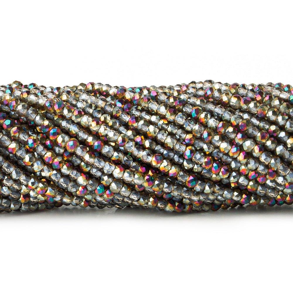 2mm Peacock Platinum Mystic Quartz micro faceted rondelles 13 inches 215 beads - The Bead Traders