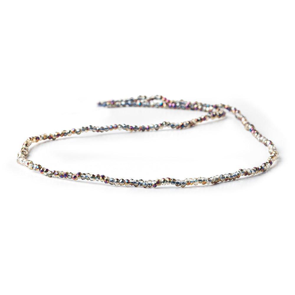 2mm Peacock Platinum Mystic Quartz micro faceted rondelles 13 inches 215 beads - The Bead Traders