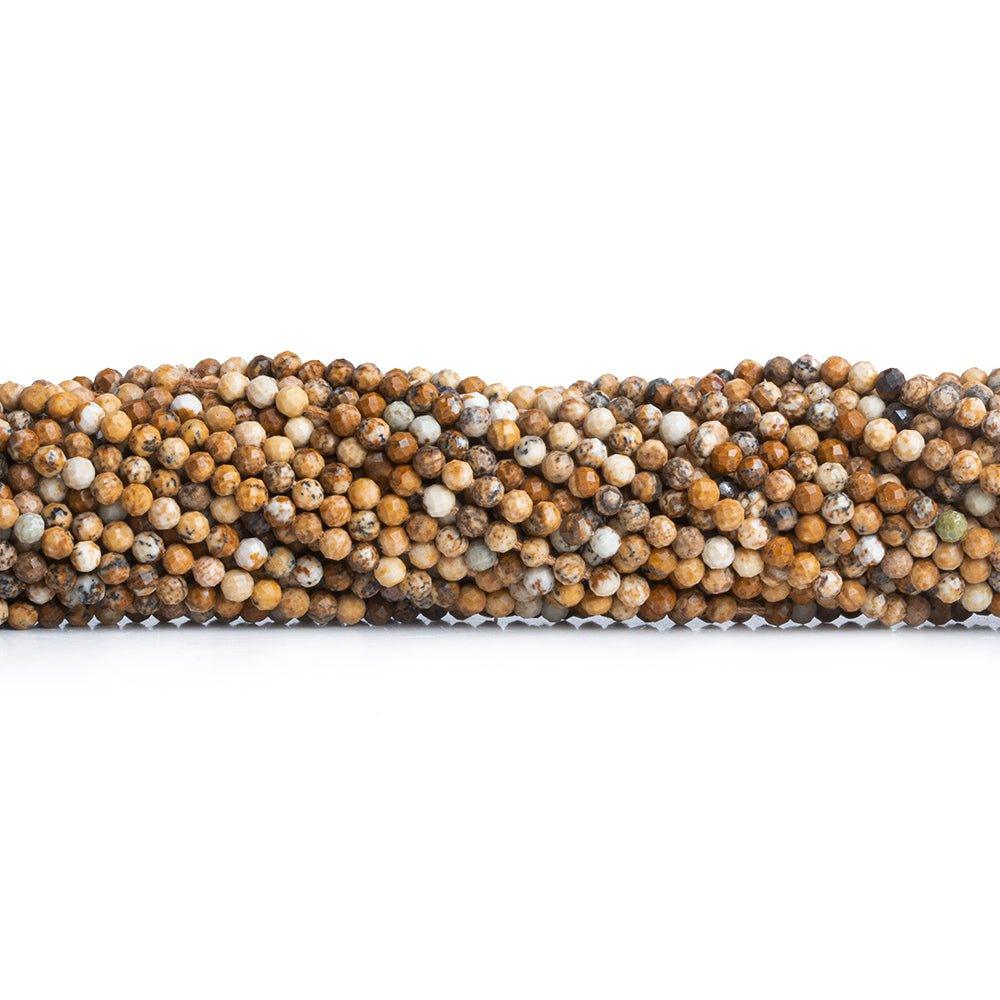 2mm Picture Jasper Microfaceted Round Beads 12 inch 140 pieces - The Bead Traders
