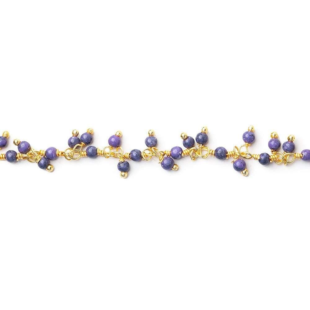 2mm Purple Howlite Gold plated Dangling Chain by the foot - The Bead Traders